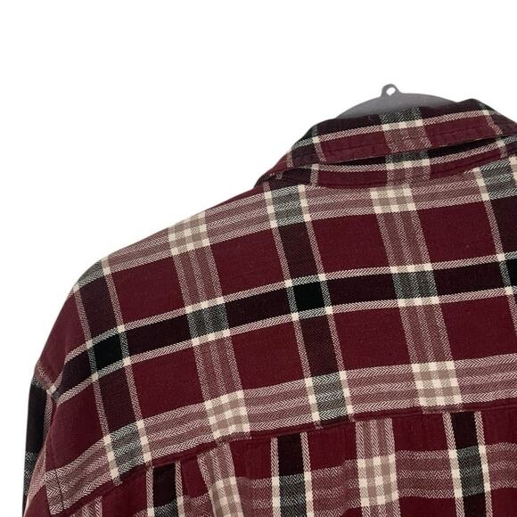 Faded Glory Mens Red Plaid Long Sleeve Button Down Flannel Shirt - Picture 5 of 7